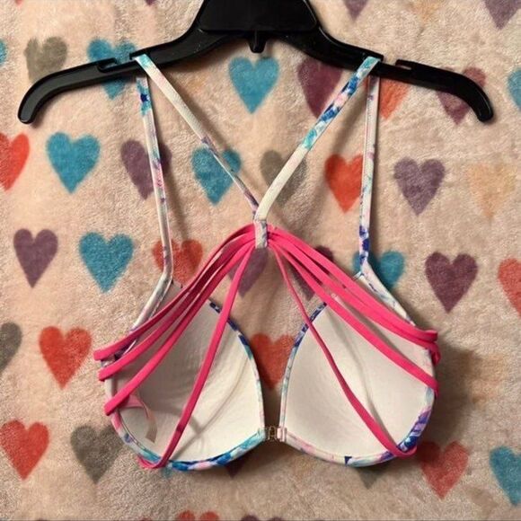 Victoria's Secret The Fabulous Watercolor Push Up Strappy Bikini Top Swim 36C - Picture 4 of 7